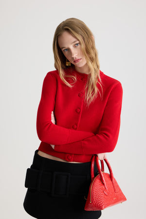 Cardigan con doppio collo in lana e cashmere