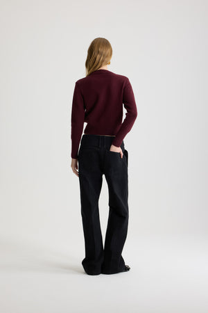 Cardigan mit doppeltem Kragen aus Wolle und Kaschmir
