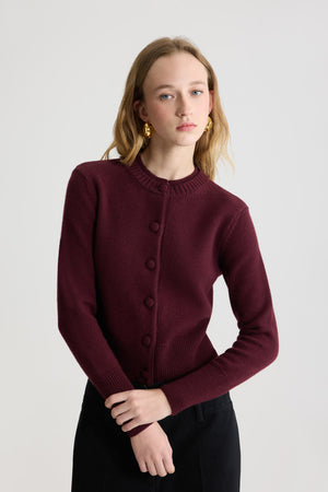 Cardigan mit doppeltem Kragen aus Wolle und Kaschmir