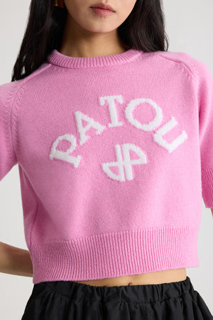 ウール&カシミア パトゥロゴ&JPモノグラム クロップドセーター