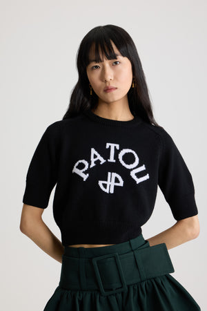 Kurzer Pullover mit Patou Logo und JP-Monogramm aus Wolle und Kaschmir