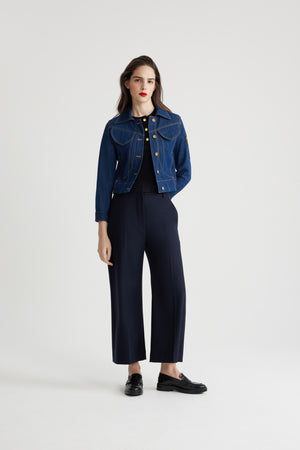 Giacca in denim con logo ricamato