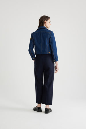 Giacca in denim con logo ricamato