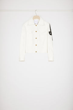 Veste en denim à logo brodé