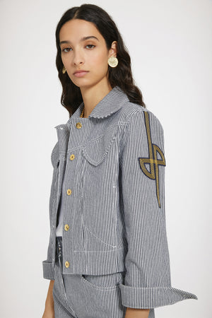 Iconic denim jacket in striped cotton
