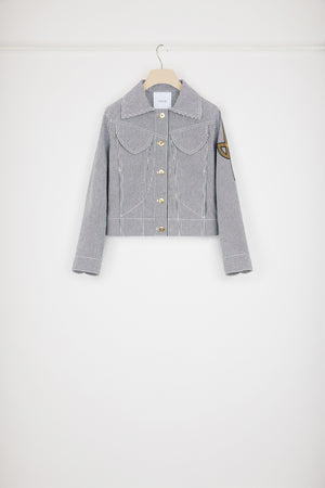 Iconic denim jacket in striped cotton