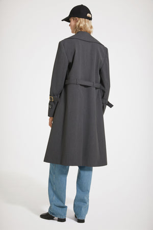 Trench coat in technical wool twill