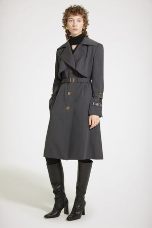 Trench coat in technical wool twill
