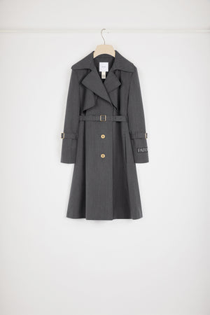 Trench coat in technical wool twill