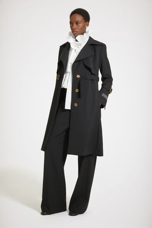 Trench coat in technical wool twill