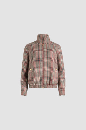 High neck bomber jacket in sustainable wool flannel