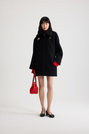 Parka voluminoso in lana cotta