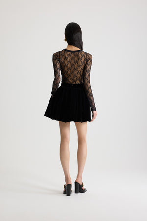 Bloomer-effect mini skirt in organic cotton velvet
