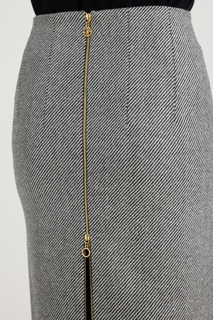 Jupe midi zippée en laine texturée