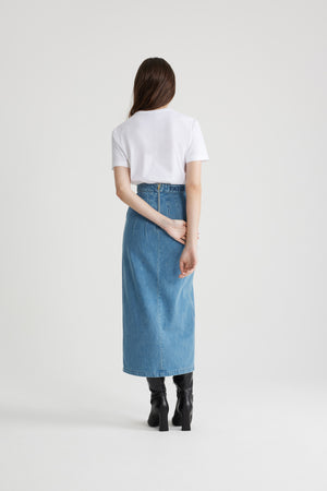 Midirock aus Bio-Baumwolldenim mit Schlitz