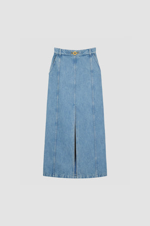 Midirock aus Bio-Baumwolldenim mit Schlitz