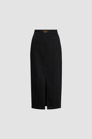 Jupe midi fendue en denim de coton bio