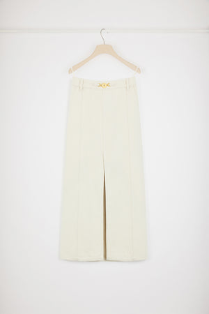 Gonna midi con spacco in denim di cotone rigenerato