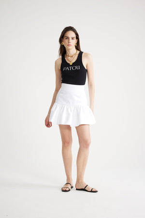 Ruffle mini skirt in cotton gabardine