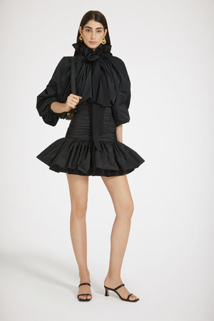 Ruffle mini skirt in recycled faille