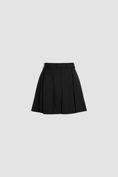 Mini jupe plissée en laine technique