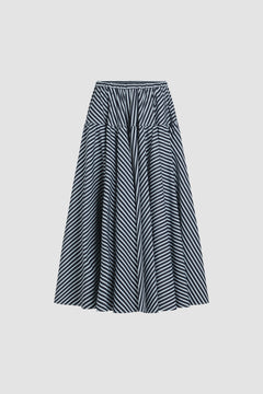 Long volume skirt in printed organic cotton poplin