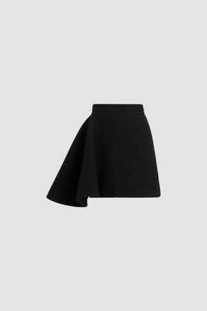 Asymmetric mini skirt in sustainable wool blend