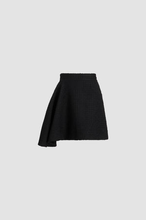 Jupe courte asymétrique en tweed de laine mélangée éco-responsable