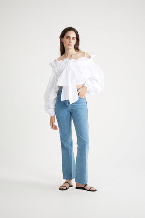 Cropped drawstring top in sustainable cotton