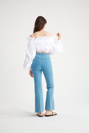 Cropped drawstring top in sustainable cotton