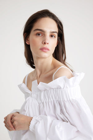Cropped drawstring top in sustainable cotton