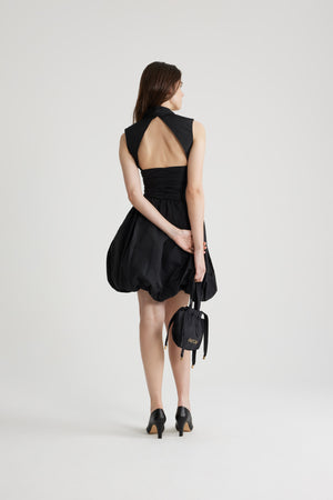 Open back top in recycled faille