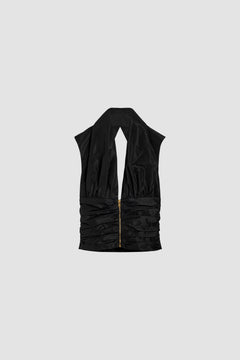 Open back top in recycled faille