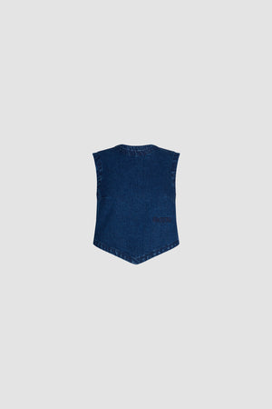 Top noué en denim de coton