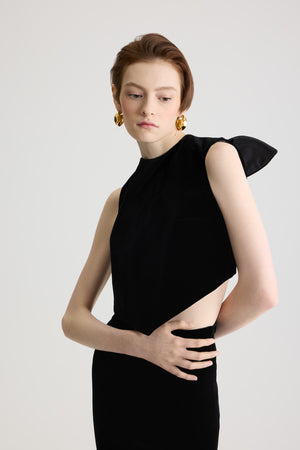 Scarf top in organic cotton velvet