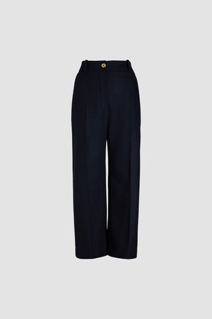 Pantalon droit en laine et cachemire
