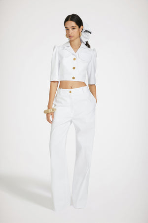 Iconic long trousers in cotton gabardine