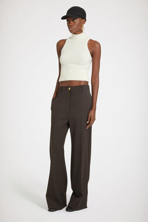 Iconic long trousers in technical wool twill
