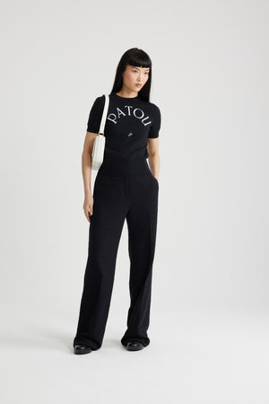 Iconic long trousers in sustainable wool and organic cotton tweed