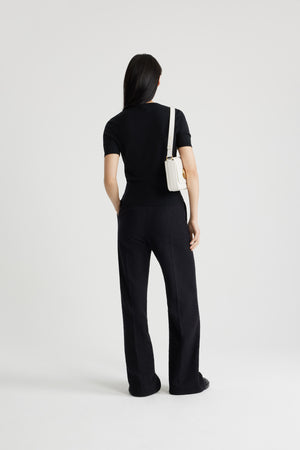 Iconic long trousers in sustainable wool and organic cotton tweed