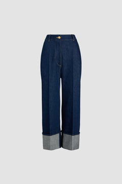 Pantalon en denim bio à revers