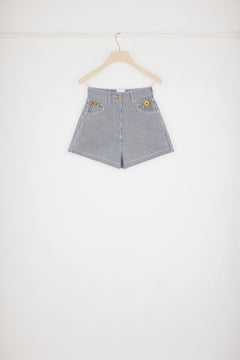 Mini short en denim rayé