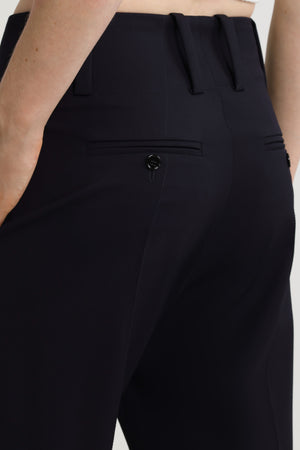 Pantalon à jambe droite en sergé de laine technique éco-responsable