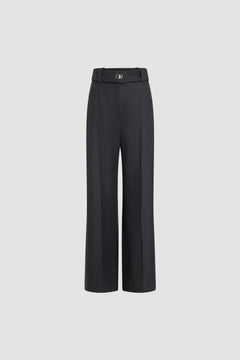 Pantalon évasé en laine avec fermoir
