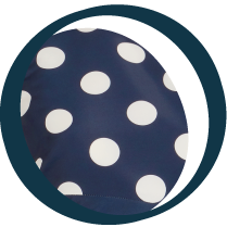 Robe boule courte asymétrique en ottoman imprimé recyclé - Navy Polka Dots Navy Polka Dots