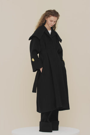 Belted cashmere and wool blend coat
