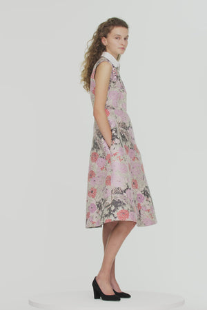 Cotton jacquard midi dress