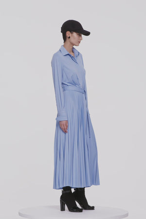 Robe maxi plissée en polyester recyclé