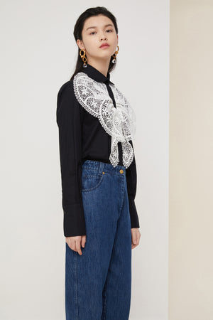 Lace bib shirt