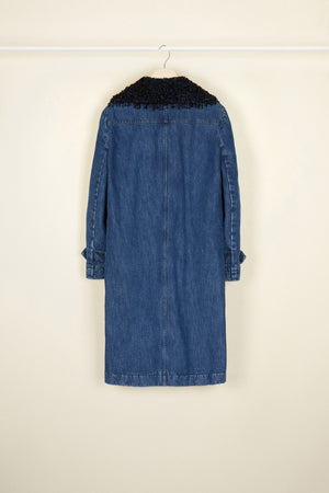Cappotto in denim con collo in perle